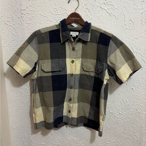 Vintage 100% Cotton Christopher & Banks Black and Cream Plaid Shirt